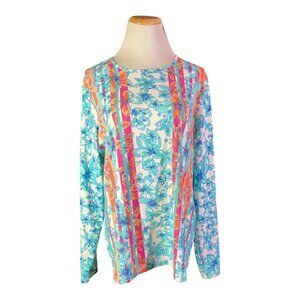 Lands' End Size XL Long Sleeve Rashguard Colorful Floral